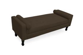 Recamier Sofá Fênix Baú Estofado 195cm Suede Marrom - DL Decor