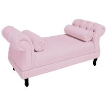 Recamier Sofá Istambul Estofado Para Sala de Estar 140 cm Suede Rosa Bebe - DL Decor Recamier Sofá Istambul Estofado Para Sala de Estar 140 cm Suede Rosa Bebe - DL Decor