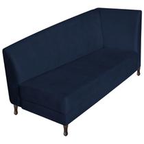 Recamier Valéria 140cm Lado Esquerdo Suede Azul Marinho - Amarena Móveis