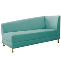 Recamier Valéria 140cm Lado Esquerdo Suede Azul Tiffany- Doce Sonho Móveis