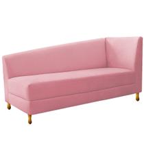 Recamier Valéria 140cm Lado Esquerdo Suede Rosa Bebê- Doce Sonho Móveis