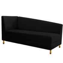 Recamier Valéria 160cm Lado Direito de Quem Senta Sala de Estar Suede Preto - INCASA DECOR