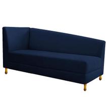 Recamier Valéria 185cm Lado Direito de Quem Senta Sala de Estar Suede Azul Marinho - INCASA DECOR