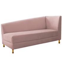 Recamier Valéria 185cm Lado Esquerdo Suede Rosê - Doce Sonho Móveis