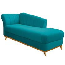 Recamier Vanessa 140cm Lado Direito Suede Azul Turquesa - Doce Sonho Móveis