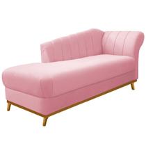 Recamier Vanessa 160cm Lado Esquerdo Suede Rosa Bebê - Doce Sonho Móveis