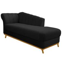 Recamier Vanessa 185cm Lado Direito Suede Preto - Amarena Móveis