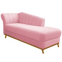 Recamier Vanessa 185cm Lado Direito Suede Rosa Bebê - Doce Sonho Móveis