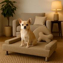 Recaminer Pet Sofá Cama Para Cachorro e Gato Luxo Linho Areia Recaminer Pet Sofá Cama Para Cachorro e Gato Luxo Linho Areia