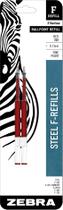 Recarga de caneta Zebra F-Series em aço inoxidável de ponta fina vermelha 0,7 mm