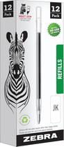 Recarga de caneta Zebra JK de 0,7 mm com tinta preta de ponto médio, pacote com 12 Recarga de caneta Zebra JK de 0,7 mm com tinta preta de ponto médio, pacote com 12