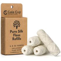 Recarga de fio dental Gaia Guy Silk sem sabor 4x30m