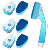 Recarga de lava-louças antiarranhões com alça, 6 recargas de varinha de louça pesadas, conjunto de cabeças de esponja de reposição, depuradores dispensadores de controle de sabão, escova dispensadora de lava-louças, ferramenta de limpeza de lava-louças