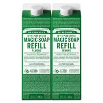 Recarga de sabonete líquido Dr. Bronner's Magic Soap Almond 960 ml, pacote com 2 unidades