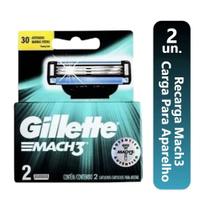 Recarga mach3 Gillette Carga REFIL Cartucho Regular Gilete Com 2 Unidades para Aparelho Gillette Mach 3