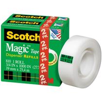 Recargas de fita 3M Scotch Magic Tape 2 rolos 19 mm x 36 m Recargas de fita 3M Scotch Magic Tape 2 rolos 19 mm x 36 m