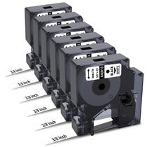 Recargas de fita de etiqueta, pacote com 6 unidades, Dymo 41913, 9 mm, preto/branco