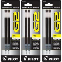 Recargas de tinta gel Pilot G2 ponta fina 0,7 mm preta, pacote com 6 Recargas de tinta gel Pilot G2 ponta fina 0,7 mm preta, pacote com 6