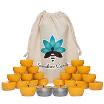 Recargas de velas de chá de cera de abelha com suportes de aço e conjunto de bolsas Recargas de velas de chá de cera de abelha com suportes de aço e conjunto de bolsas