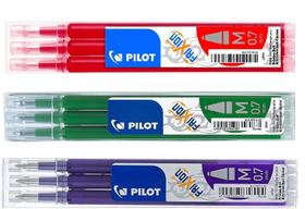 Recargas para caneta PILOT Frixion 9 unidades 0,7 mm verde, vermelho e violeta Recargas para caneta PILOT Frixion 9 unidades 0,7 mm verde, vermelho e violeta