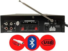 Receiver Amplificador Mini Rádio Som Bluetooth 200w Radio Usb Karaokê