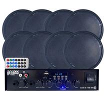 Receiver Fanfico Bluetooth + 8 Arandelas Preto Som Ambiente
