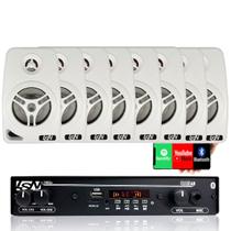 Receiver para Som Ambiente Leson LSN1002BT Slim BT + 8 Caixas de Som Ambiente LeSon 4 Polegadas 70w 8 Ohms - Branca Receiver para Som Ambiente Leson LSN1002BT Slim BT + 8 Caixas de Som Ambiente LeSon 4 Polegadas 70w 8 Ohms - Branca