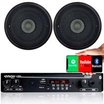 Receiver para Som Ambiente LSN1002BT Bluetooth + 2 Arandelas Pretas 6 Polegadas 55w 8 Impedância LeSon