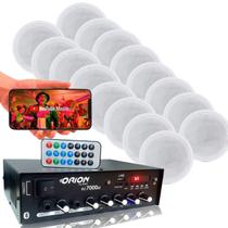 Receiver rc7000 500w + 16 arandela slim redondas brancas