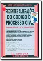 Recentes Alterações do Código de Processo Civil: Comentário À Lei Nº 10.444-2002 Recentes Alterações do Código de Processo Civil: Comentário À Lei Nº 10.444-2002