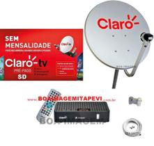 Recepitor Pré-Pago Claro Digital SD visiontec com Antena 60 cm - kit completo
