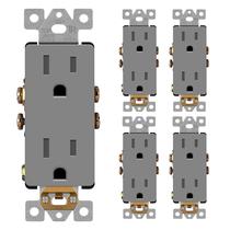 Receptáculo decorador LIDER LR15-TR-GY5P 15A 125V cinza, pacote com 5