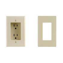 Receptáculo duplex embutido Leviton 689-I 15A 1-Gang Ivory, pacote com 2 unidades Receptáculo duplex embutido Leviton 689-I 15A 1-Gang Ivory, pacote com 2 unidades