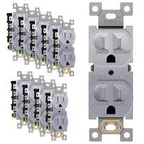 Receptáculo duplex ENERLITES Elite Series 15A 125V prateado, pacote com 10 Receptáculo duplex ENERLITES Elite Series 15A 125V prateado, pacote com 10
