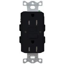 Receptáculo duplex GFCI Lutron 15 Amp, resistente a adulterações, preto