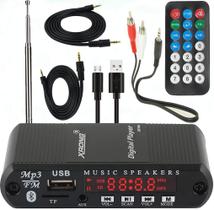 Receptor de Áudio Bluetooth com Rádio FM e MP3 - Display LED, Entrada SD/USB e Saída P2 (Preto)