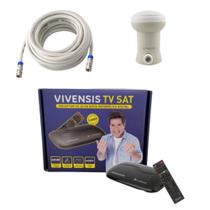 Receptor Digital Vx10 + Lnbf Simples + cabo 15 mts - Vivensis