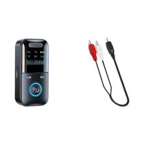 Receptor Transmissor De Áudio Bluetooth 5.4 Adaptador Sem Fio Com Display LED E Microfone Para Carro