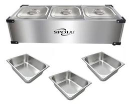 Rechaud Banho Maria Eletrico 220v Termico Inox 3 Cubas Rechaud Banho Maria Eletrico 220v Termico Inox 3 Cubas