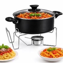 Rechaud buffet 5l completo panela antiaderente tampa vidro fogareiro suporte caldos sopas festas eventos Rechaud buffet 5l completo panela antiaderente tampa vidro fogareiro suporte caldos sopas festas eventos