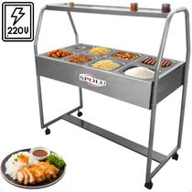 Rechaud Buffet Térmico Eletrico 8 Cubas Quente Banho Maria Self Service 220v