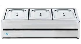 Rechaud De Mesa Ibet Frio Com 3 Cubas De 1/2Gn Em Inox