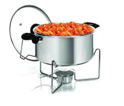 Rechaud de Mesa Redondo em Alumínio 6,5L para Buffet e Festas Tampa e Suporte