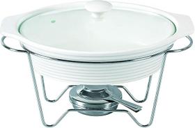 Rechaud de Porcelana Oval 1,5L com Base e Queimador 35x21,5x21,5cm Dynasty