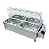Rechaud Elétrico 750W 4 Cubas Inox Tampa Acrílico 127v Rechaud Elétrico 750W 4 Cubas Inox Tampa Acrílico 127v