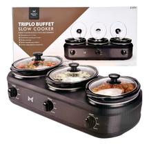 Rechaud Elétrico Richos Triplo Buffet Slow Cooker Inox 220v