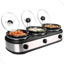 Rechaud Elétrico Triplo Buffet Slow Cooker 3 Panelas 220V Rechaud Elétrico Triplo Buffet Slow Cooker 3 Panelas 220V