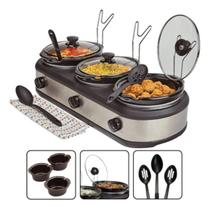 Rechaud Elétrico Triplo Buffet Slow Cooker 3 Panelas Members