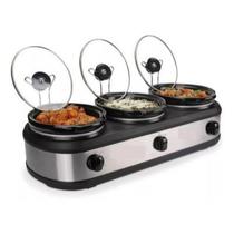 Rechaud Elétrico Triplo Buffet Slow Cooker Panela Ceramica