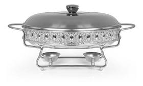 Rechaud Em Vidro Clássico Oval Com Tampa Inox Gourmet Mix Rechaud Em Vidro Clássico Oval Com Tampa Inox Gourmet Mix